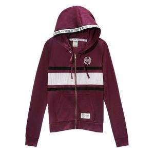🩷 Victoria's Secret VS PINK Burgundy Zippered Hoodie Jacket